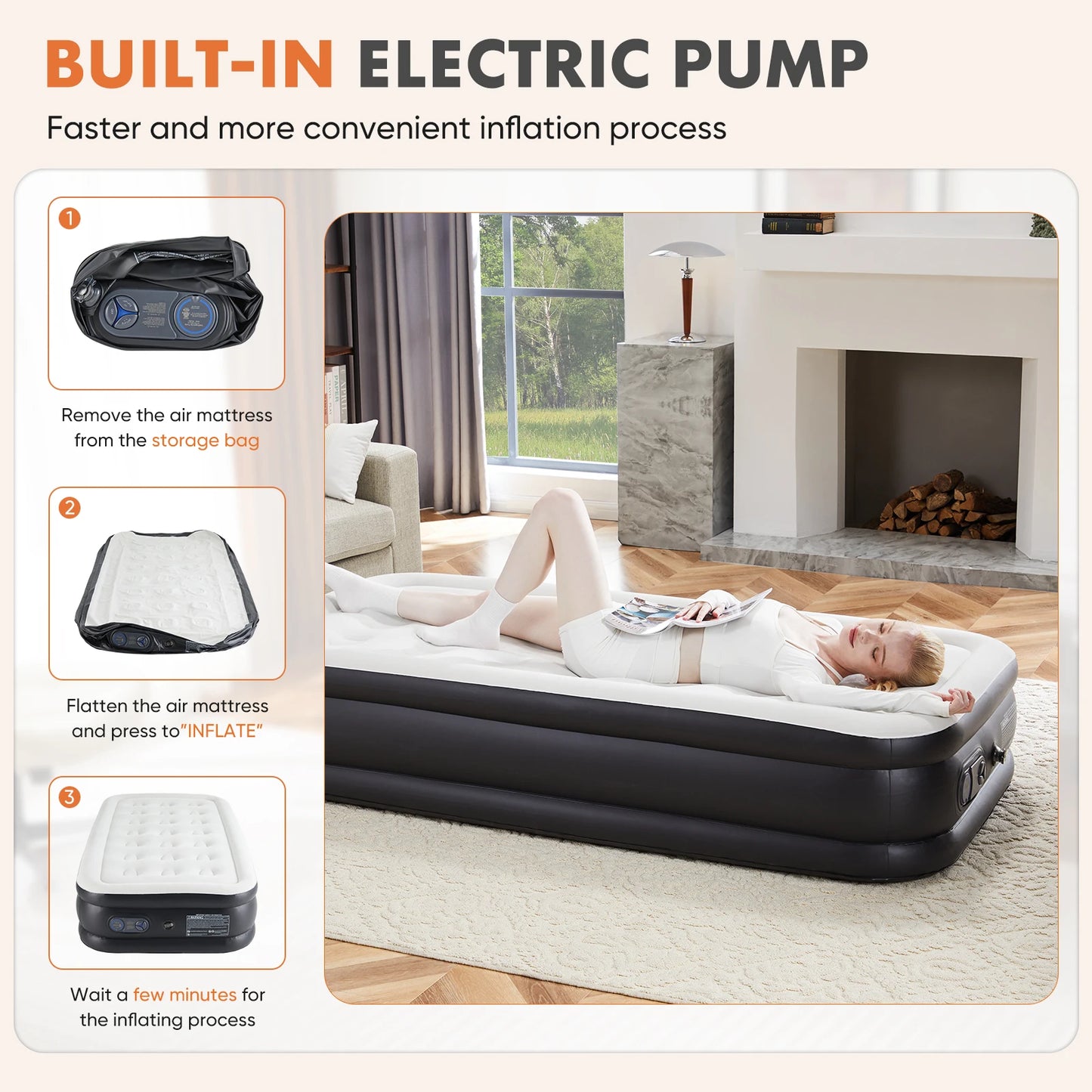 JHK Queen Twin Size Air Mattress Blow Up