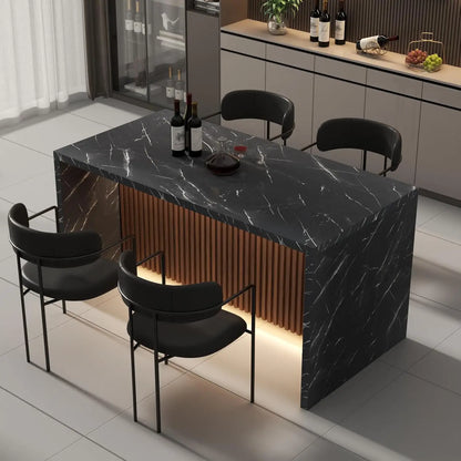63" Large Imitation Marble Dining Table for 4-6 People