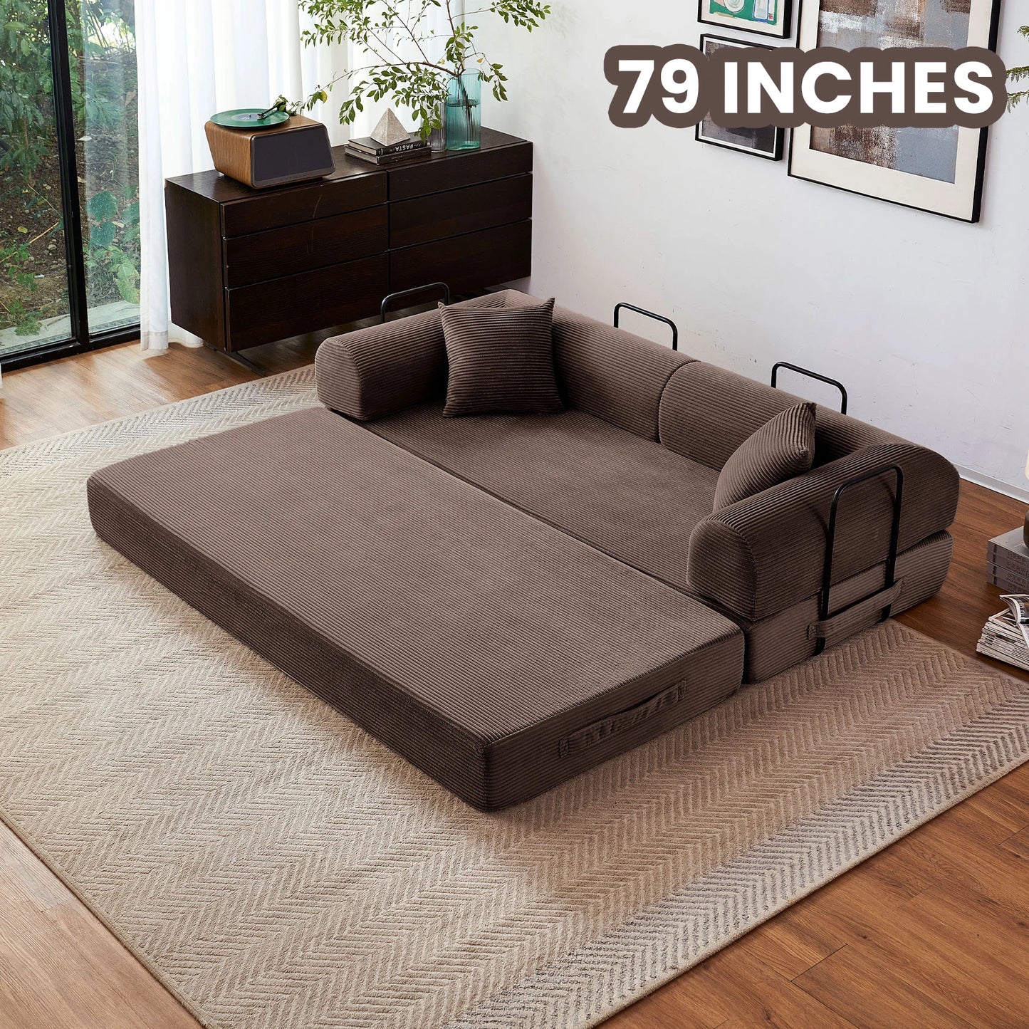 79'' Boneless Couch Foldable Convertible Futon
