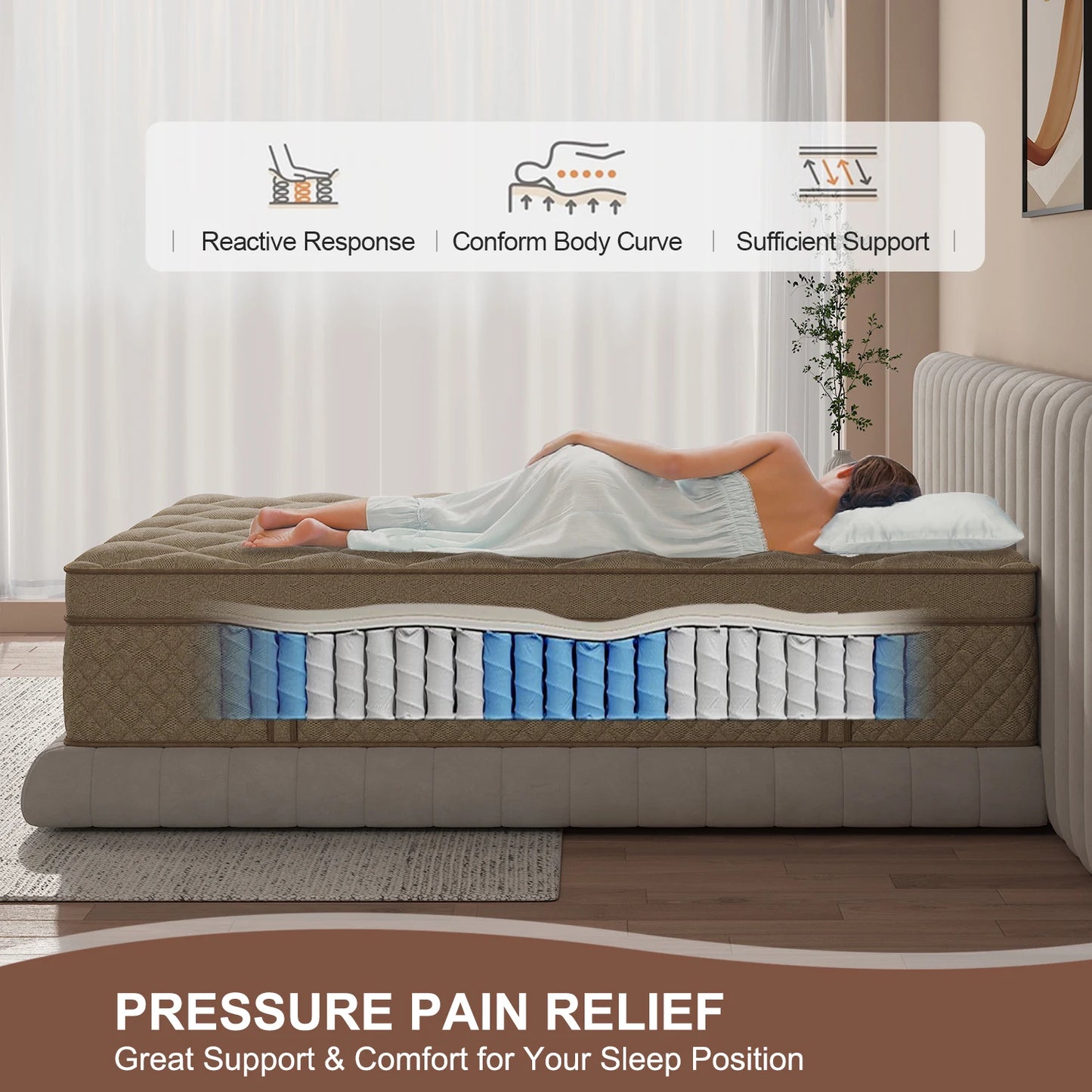 12" Gel Memory Foam Hybrid Pocket Spring Mattress
