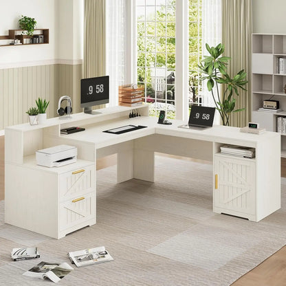 63 L Shaped Desk with Storage Drawers