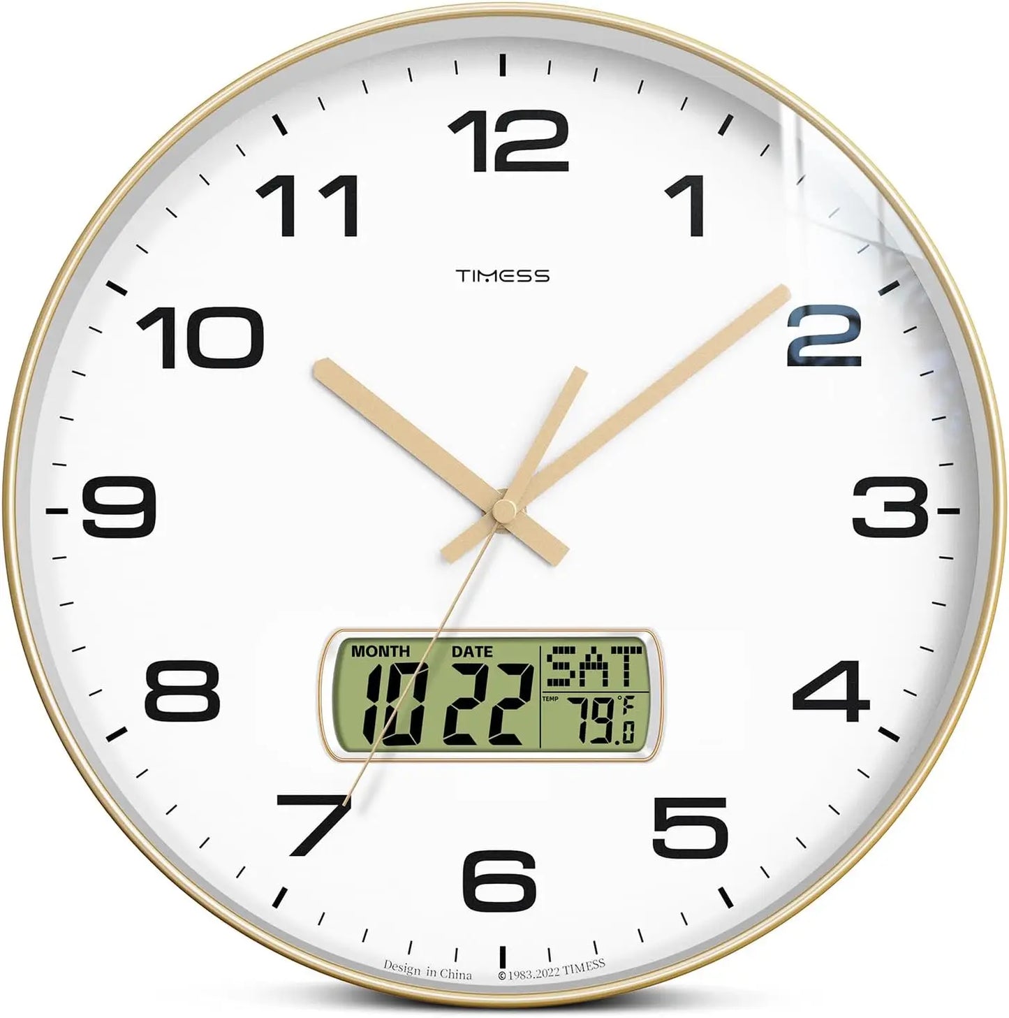 TIMESS Calendar Wall Clock,3 Sizes 4 Colors Optional