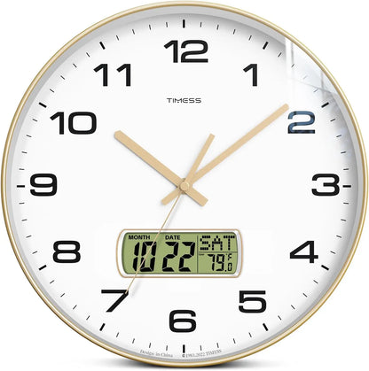 TIMESS Calendar Wall Clock,3 Sizes 4 Colors Optional