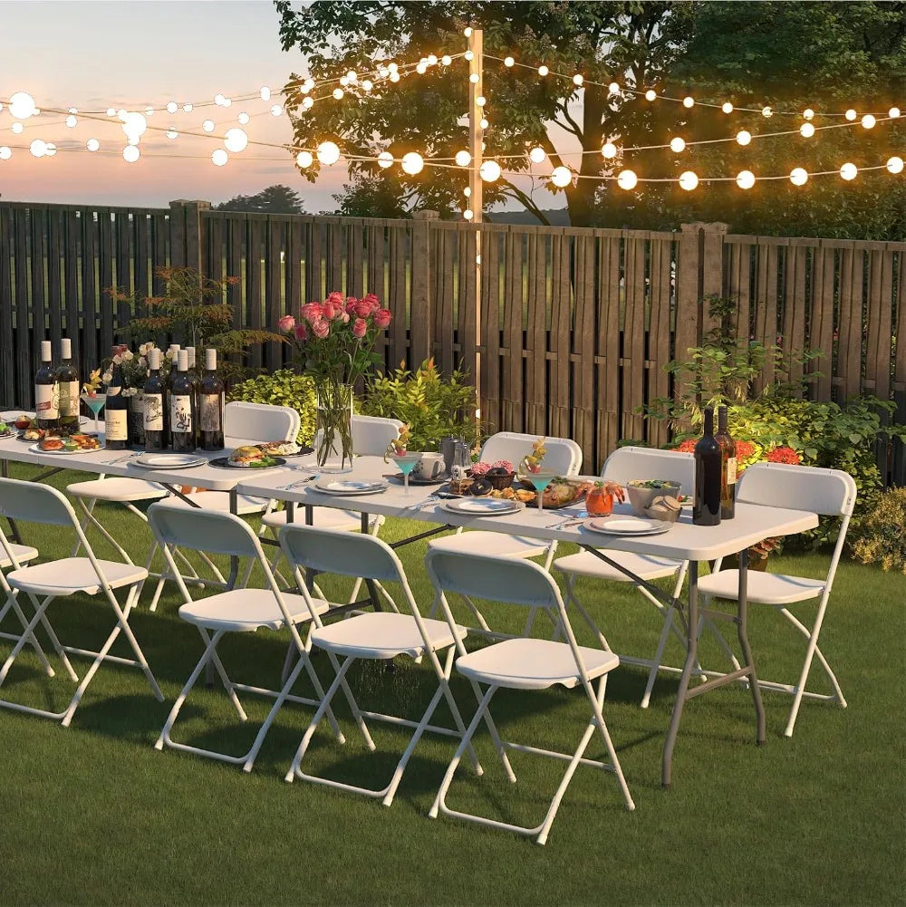 12 Pack White Folding Chairs, Indoor Outdoor Events