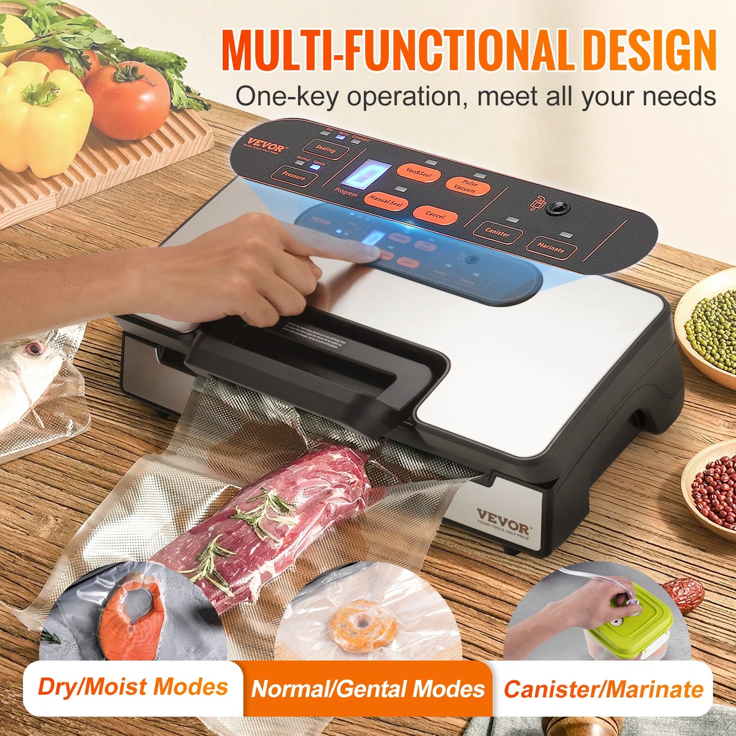 SucceBuy 90Kpa 130W Vacuum Sealer Food Packaging Machine