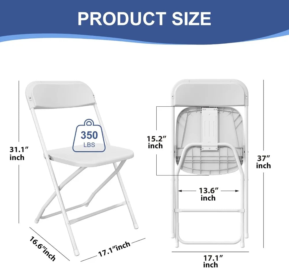 12 Pack White Folding Chairs, Indoor Outdoor Events