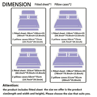 3pcs Cool Technology Digital Printing Material Plaid Fitted Sheet