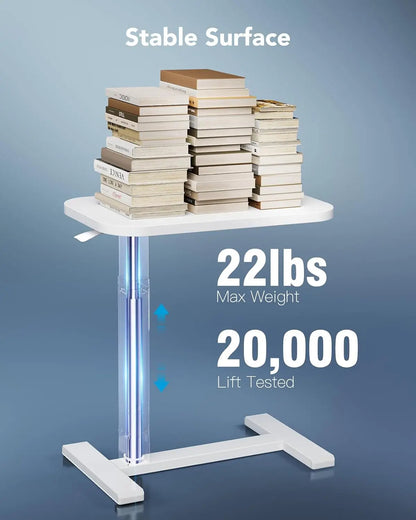 Height-Adjustable Rolling Computer Cart with Cup Holder,