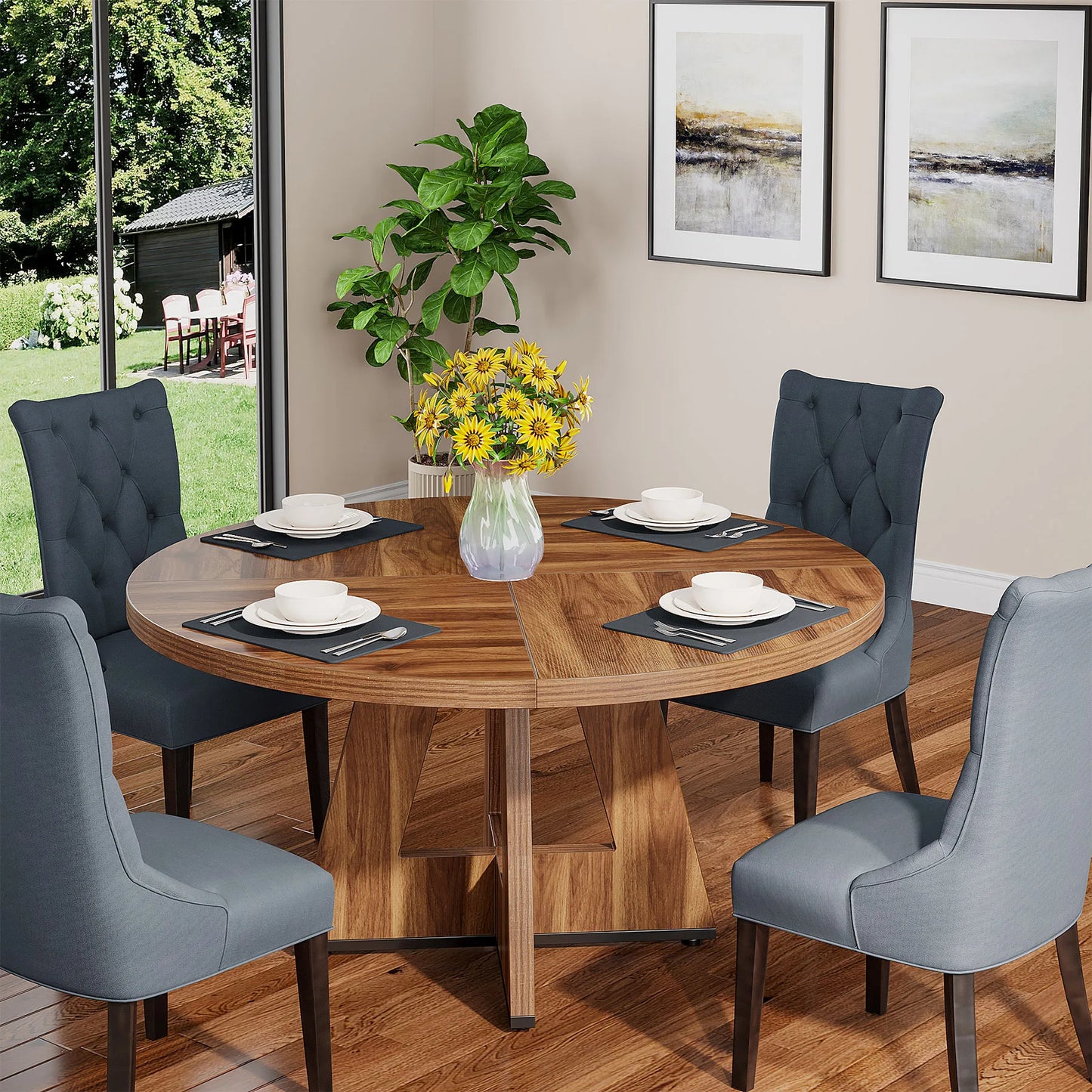 Tribesigns Round Dining Table for 4, 47 Inch