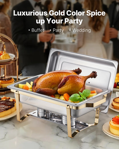SucceBuy 8 Qt 4 Pack Chafing Dish Buffet Set Stainless Steel Chafer