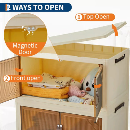 3/4/5-Tier Foldable Storage Cabinet with Lids & Wheels
