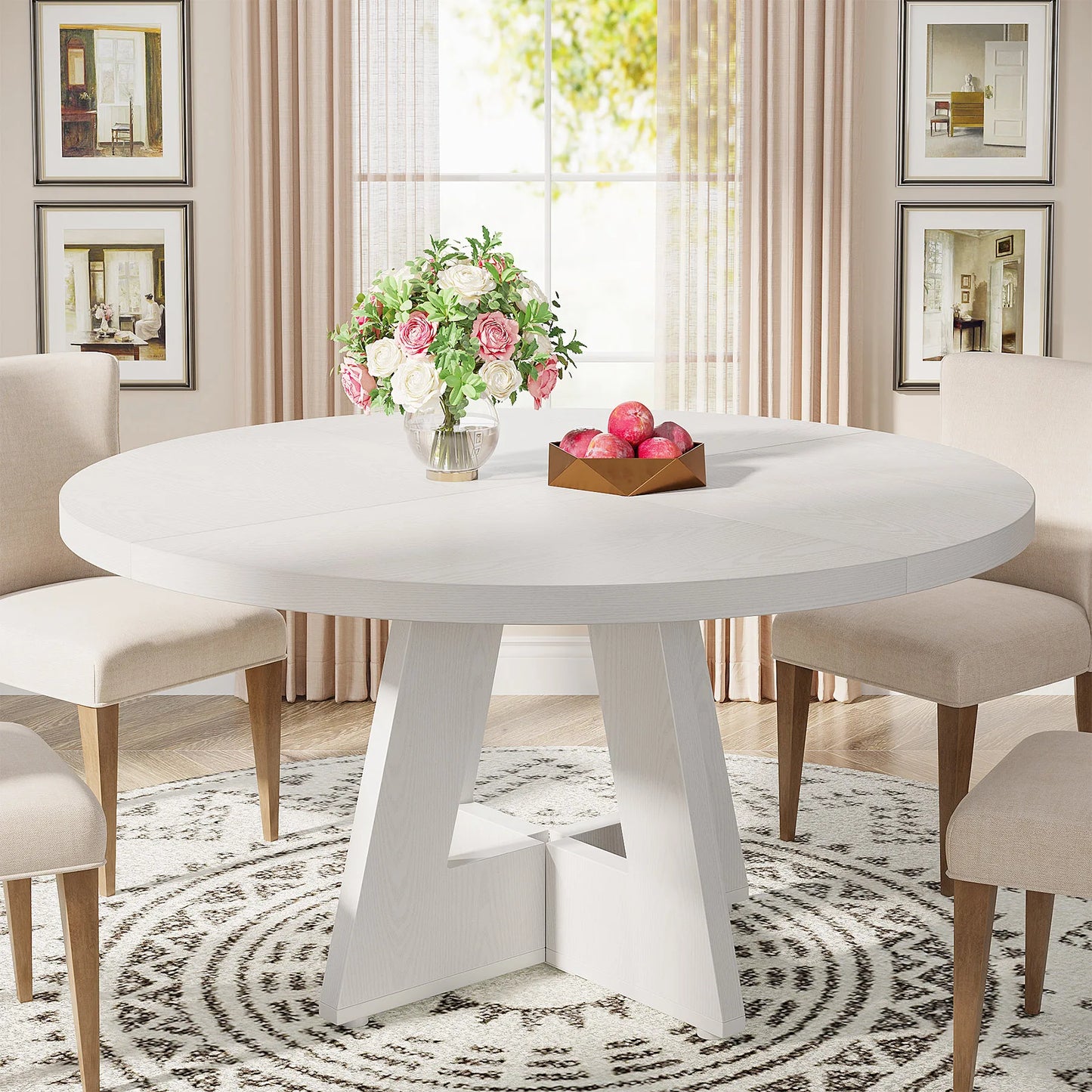 Tribesigns Round Dining Table for 4, 47 Inch