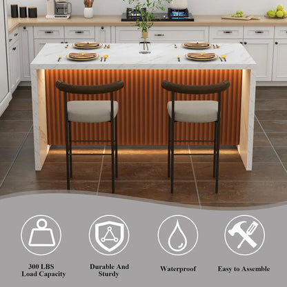 63" Large Imitation Marble Dining Table for 4-6 People