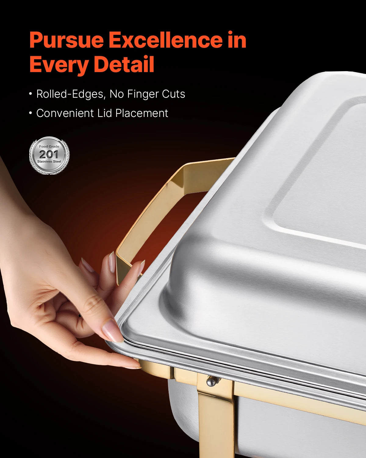 SucceBuy 8 Qt 4 Pack Chafing Dish Buffet Set Stainless Steel Chafer