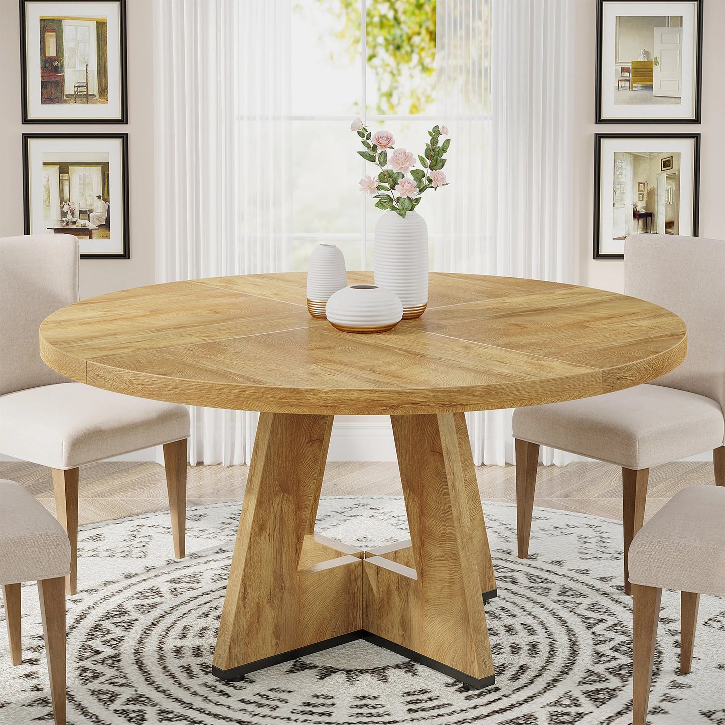 Tribesigns Round Dining Table for 4, 47 Inch