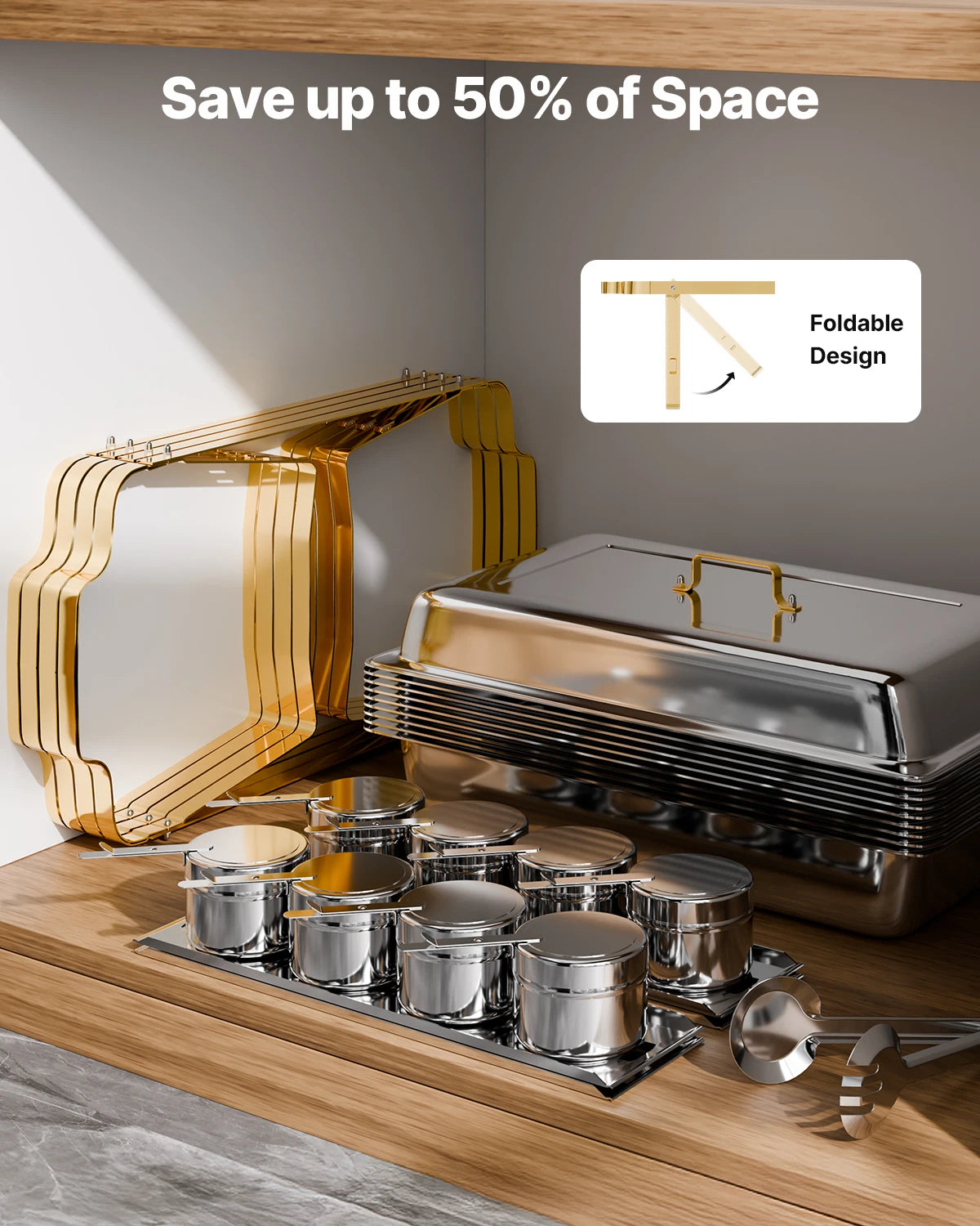 SucceBuy 8 Qt 4 Pack Chafing Dish Buffet Set Stainless Steel Chafer