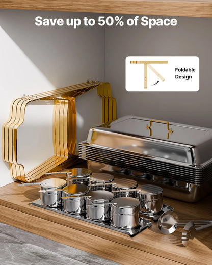 SucceBuy 8 Qt 4 Pack Chafing Dish Buffet Set Stainless Steel Chafer