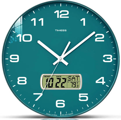 TIMESS Calendar Wall Clock,3 Sizes 4 Colors Optional