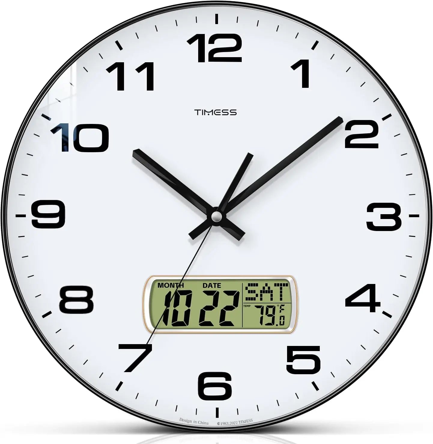 TIMESS Calendar Wall Clock,3 Sizes 4 Colors Optional