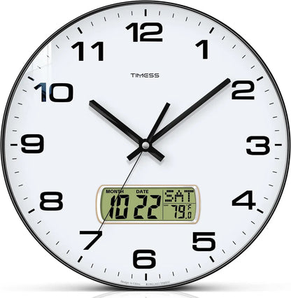 TIMESS Calendar Wall Clock,3 Sizes 4 Colors Optional