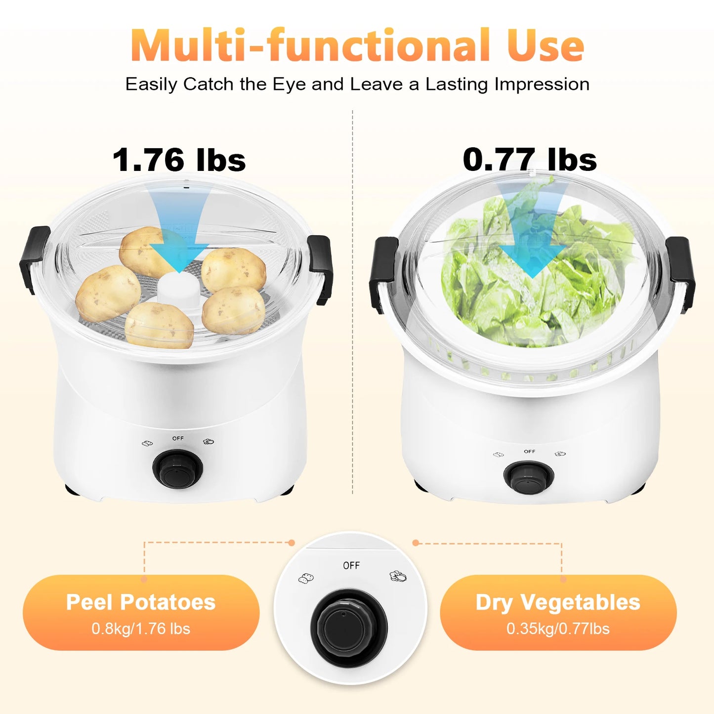 85W Electric Potato Peeler One-button Drive