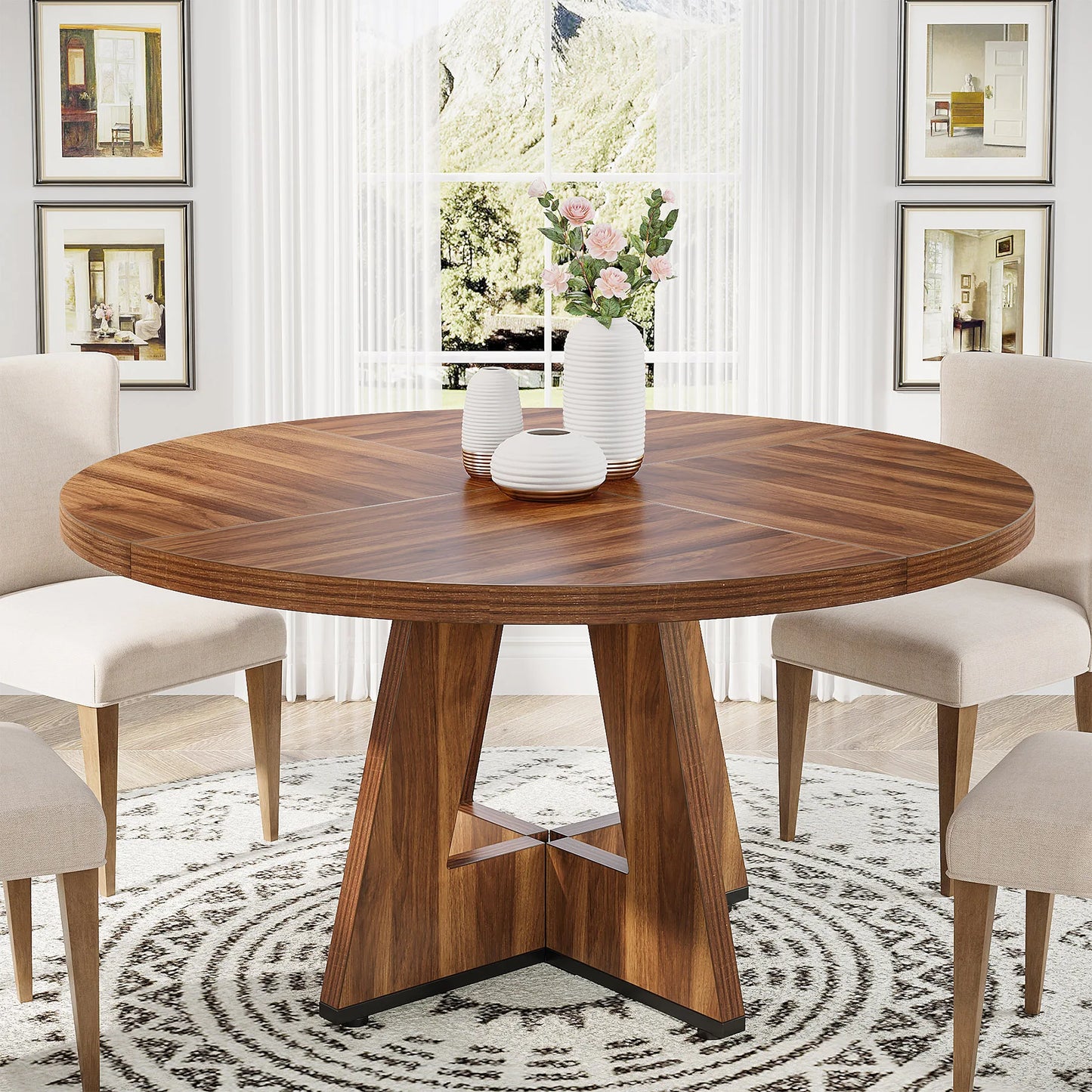 Tribesigns Round Dining Table for 4, 47 Inch