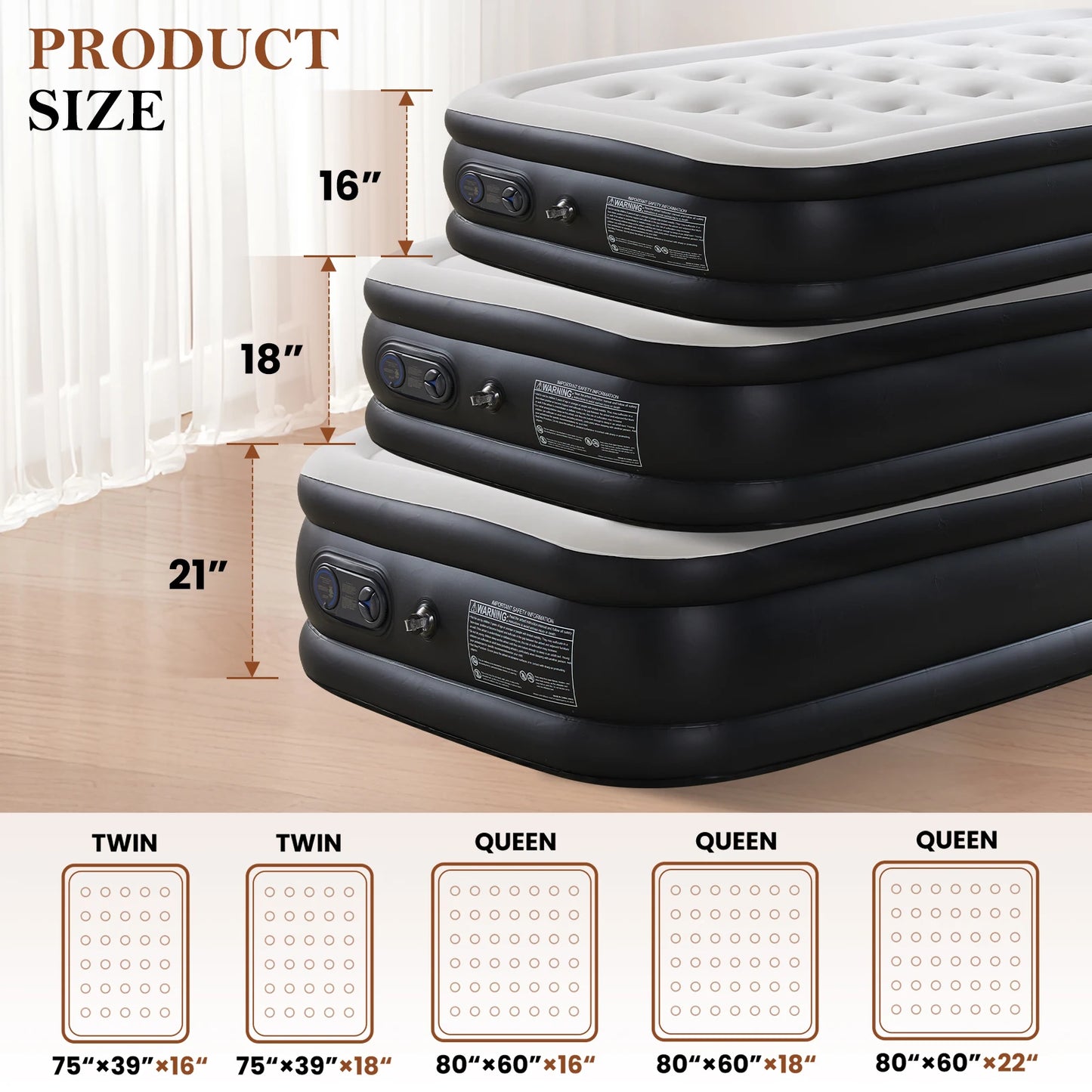 JHK Queen Twin Size Air Mattress Blow Up