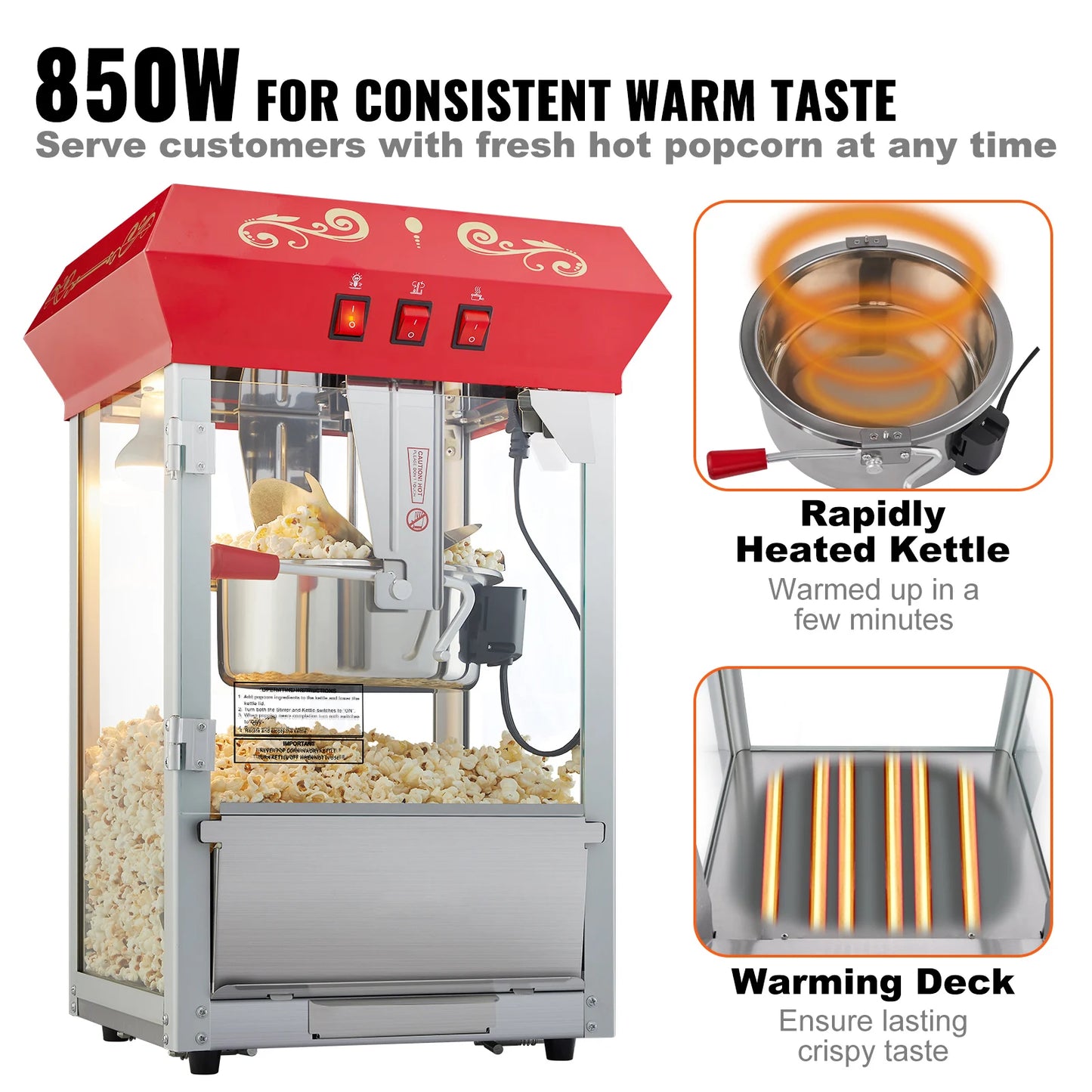 SucceBuy 8/12Oz Electric Popcorn Maker