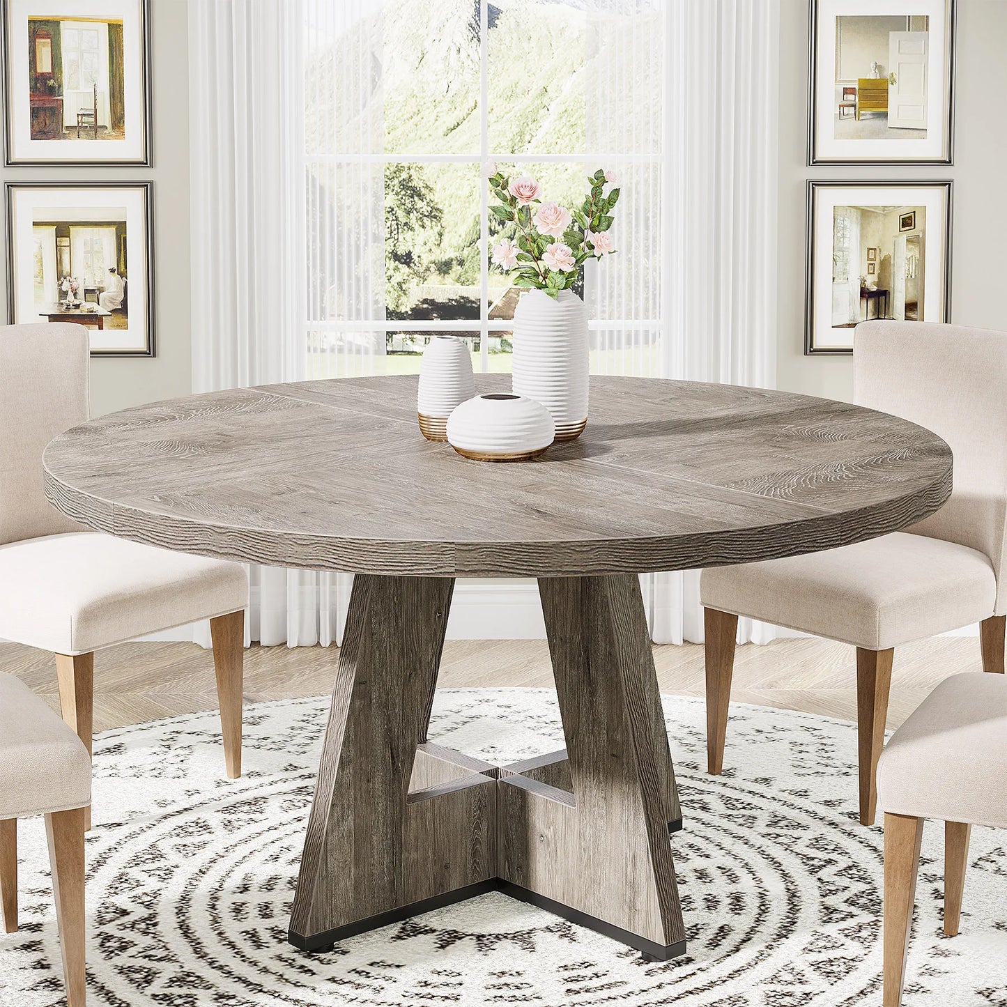 Tribesigns Round Dining Table for 4, 47 Inch