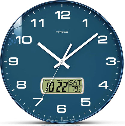 TIMESS Calendar Wall Clock,3 Sizes 4 Colors Optional