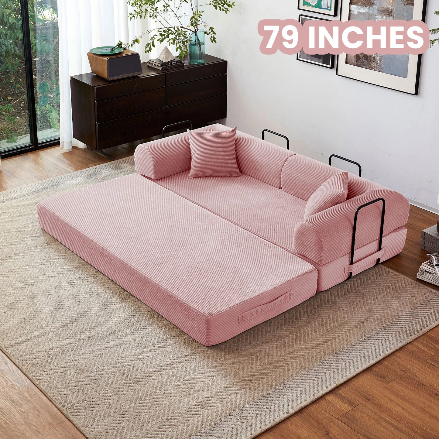 79'' Boneless Couch Foldable Convertible Futon