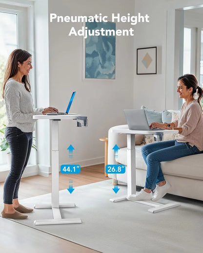 Height-Adjustable Rolling Computer Cart with Cup Holder,