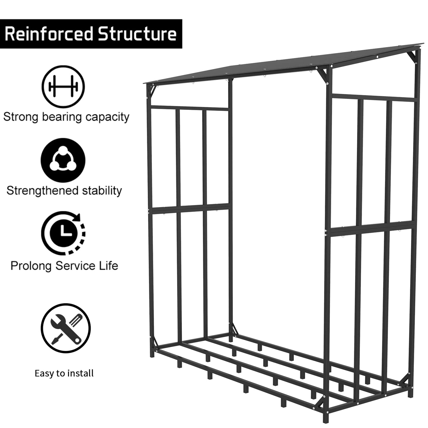 Heavy Duty Outdoor Firewood Storage Log Rack