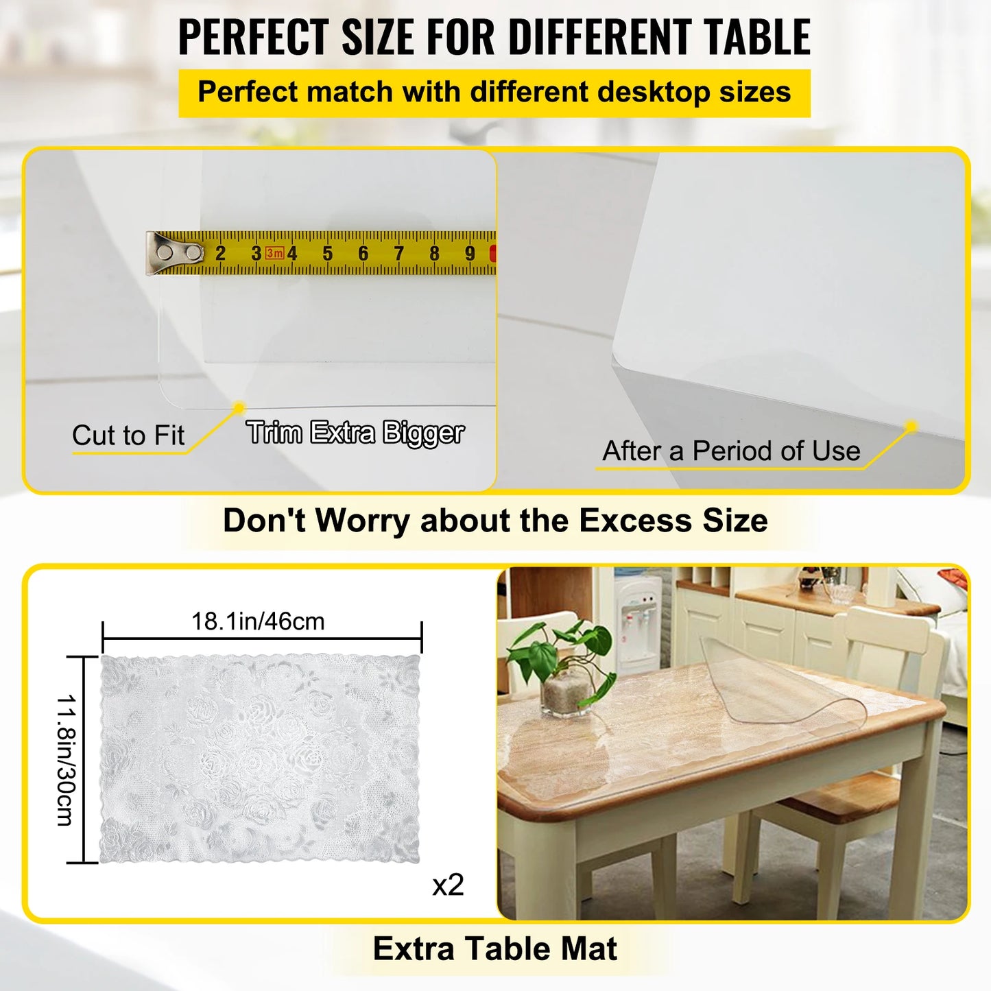 SucceBuy 1.5mm2mm PVC Table Cloth Transparent