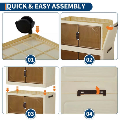 3/4/5-Tier Foldable Storage Cabinet with Lids & Wheels