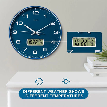 TIMESS Calendar Wall Clock,3 Sizes 4 Colors Optional