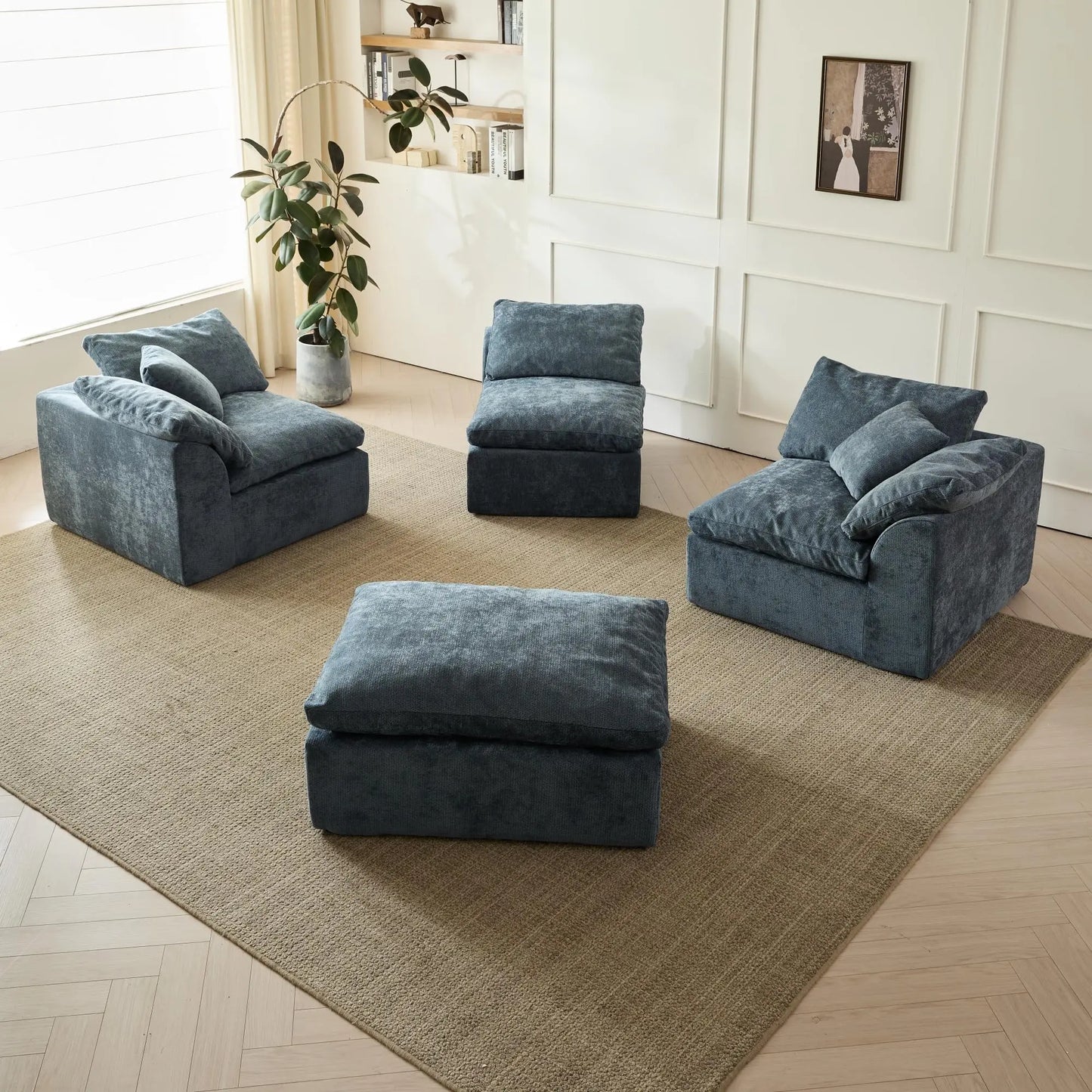 109" Modern Cloud L-Shaped 3-Seater