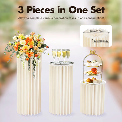 3Pcs Foldable Cardboard Flower Stands (40+60+80cm)