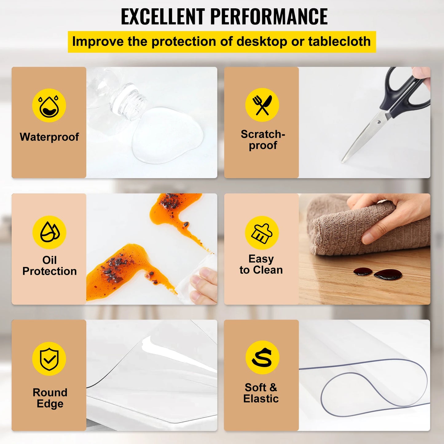 SucceBuy 1.5mm2mm PVC Table Cloth Transparent
