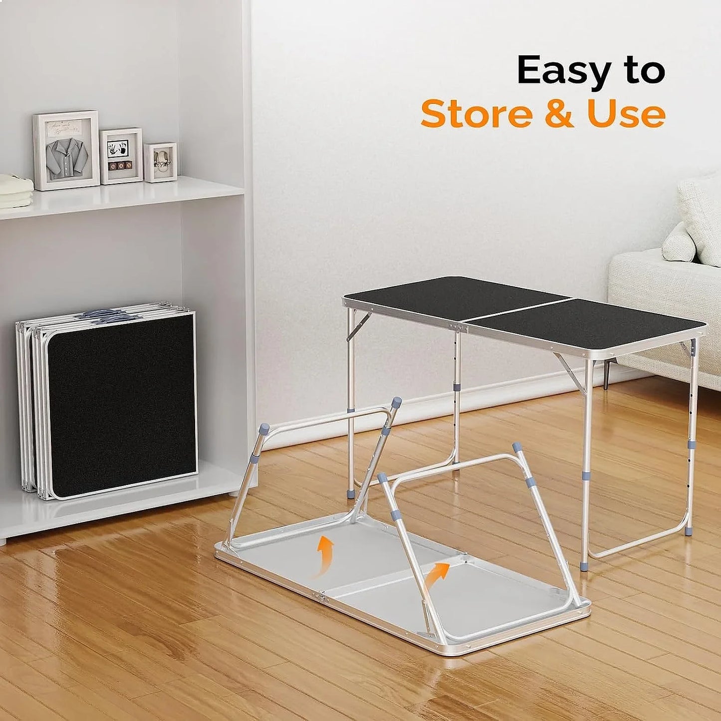 VINGLI 4FT White Folding Table Adjustable Height