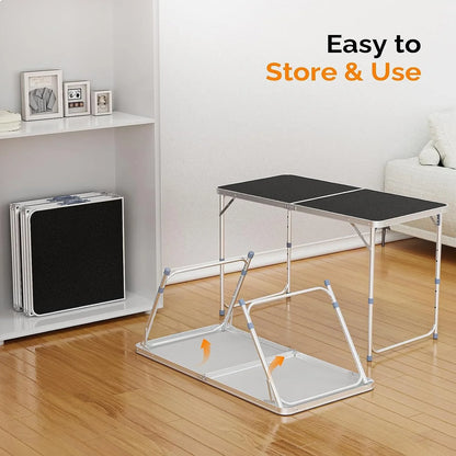 VINGLI 4FT White Folding Table Adjustable Height