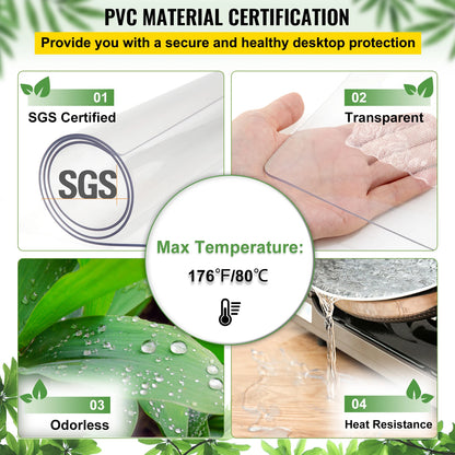 SucceBuy 1.5mm2mm PVC Table Cloth Transparent