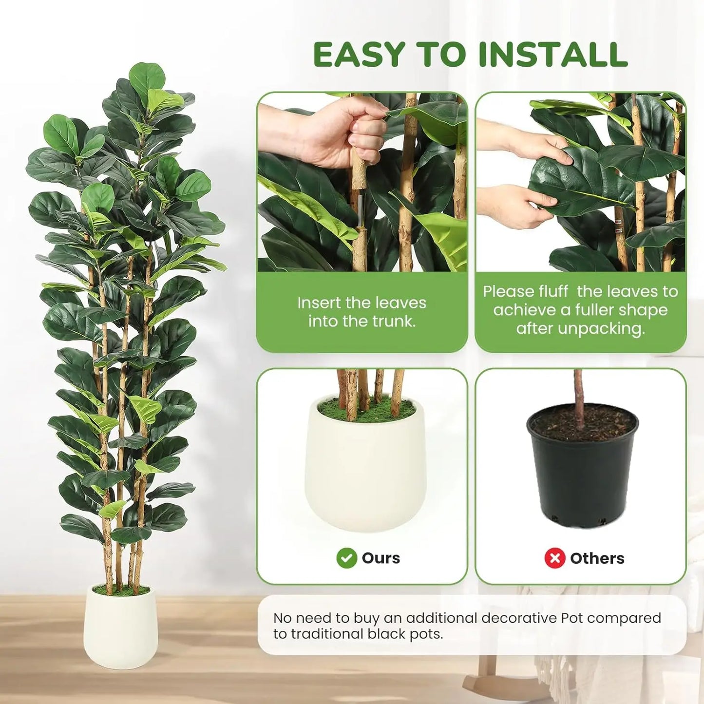 5/6/7 FT Artificial Fiddle Leaf Fig Tree