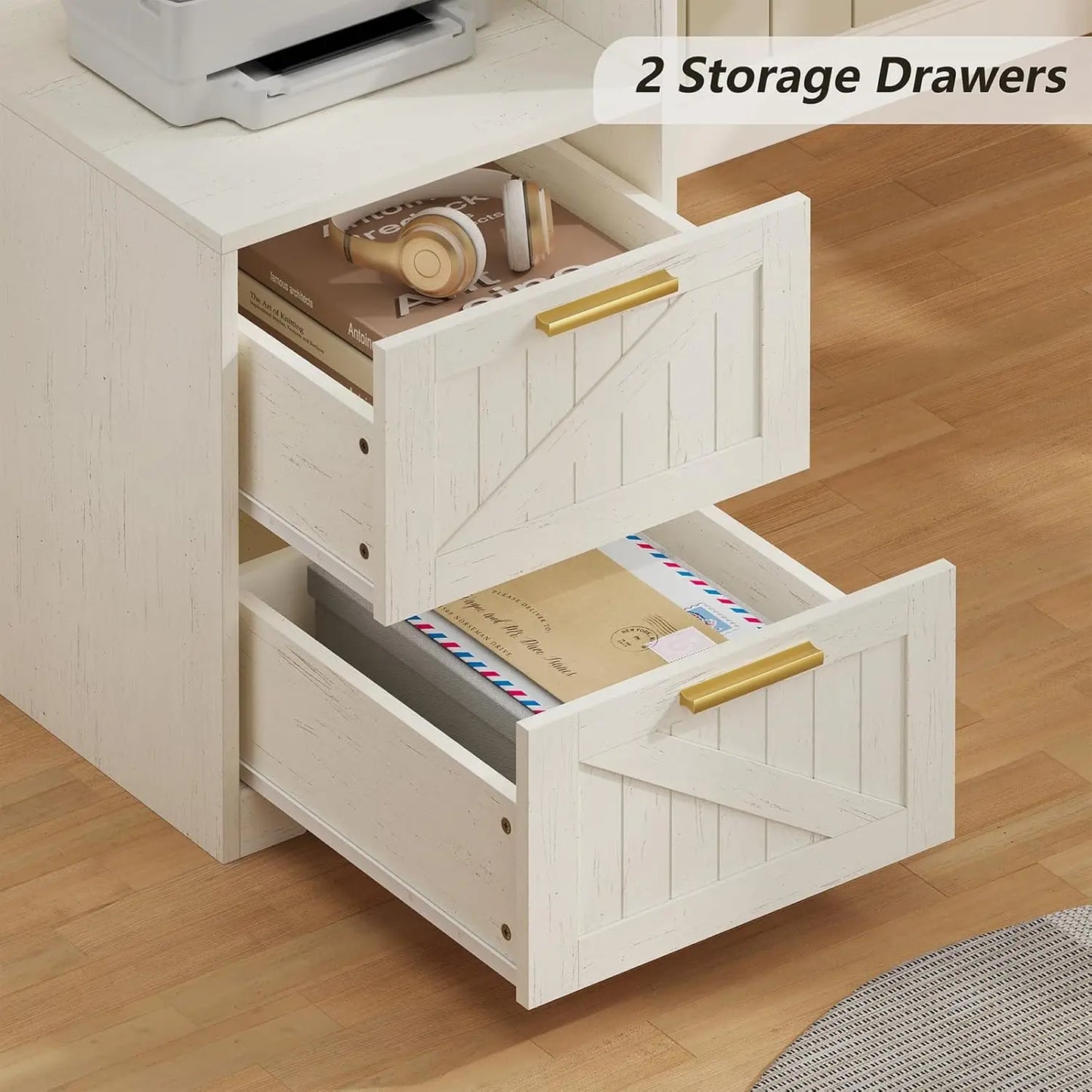63 L Shaped Desk with Storage Drawers