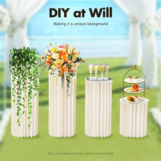 3Pcs Foldable Cardboard Flower Stands (40+60+80cm)
