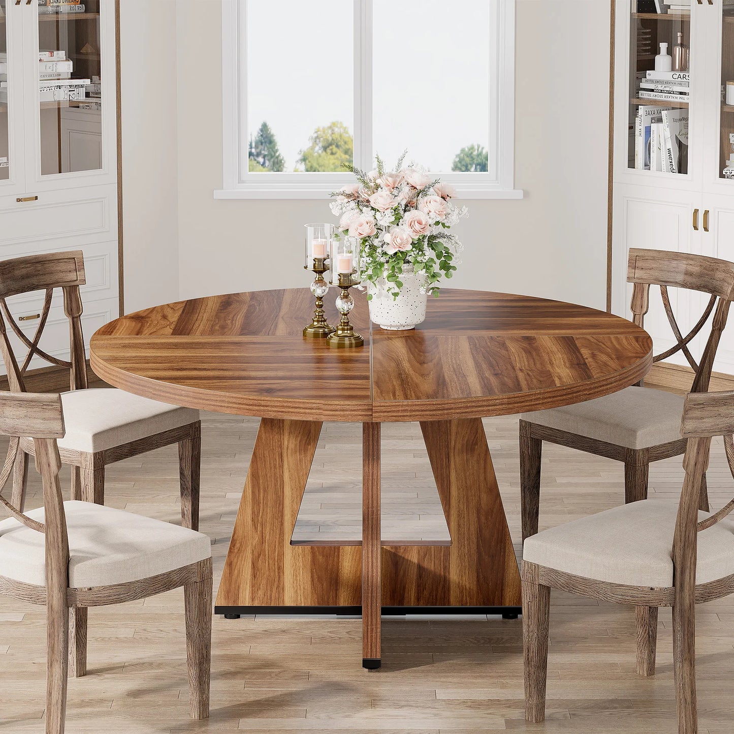Tribesigns Round Dining Table for 4, 47 Inch