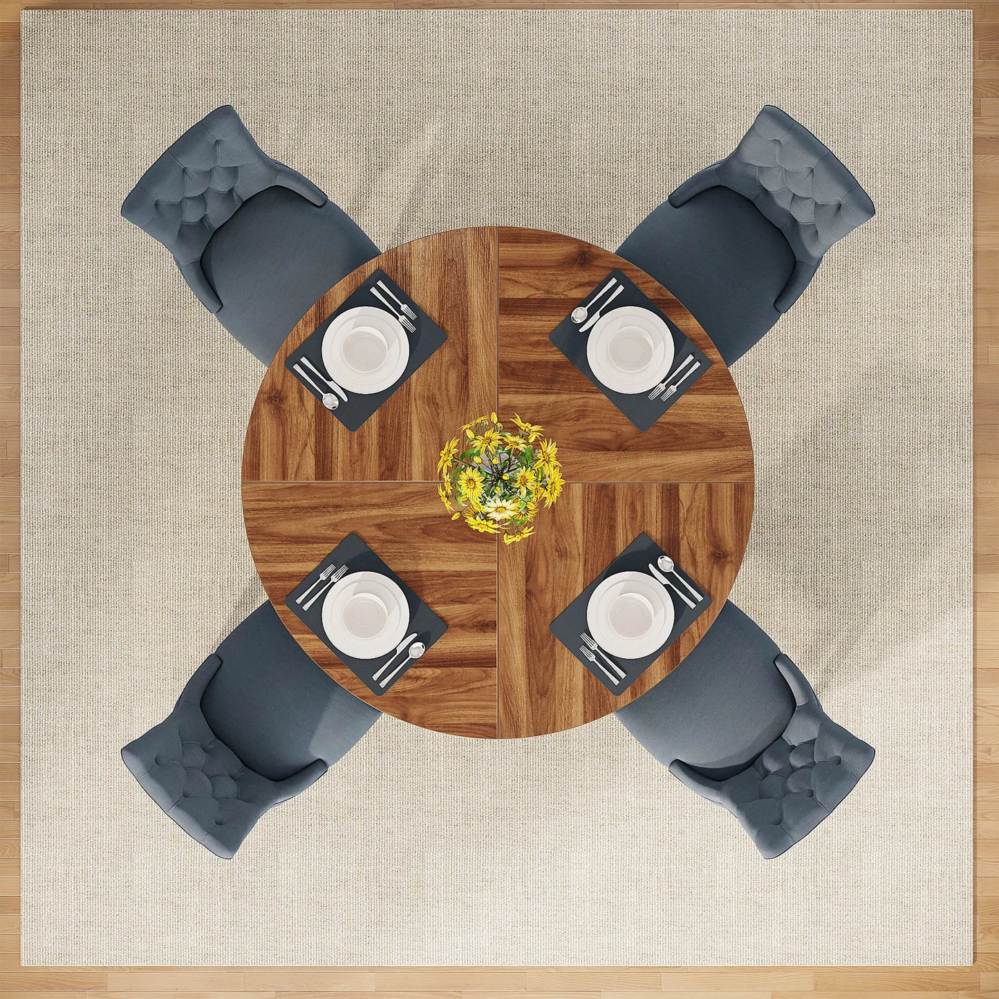 Tribesigns Round Dining Table for 4, 47 Inch