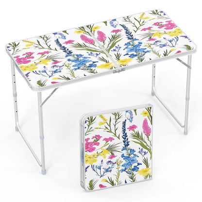 VINGLI 4FT White Folding Table Adjustable Height