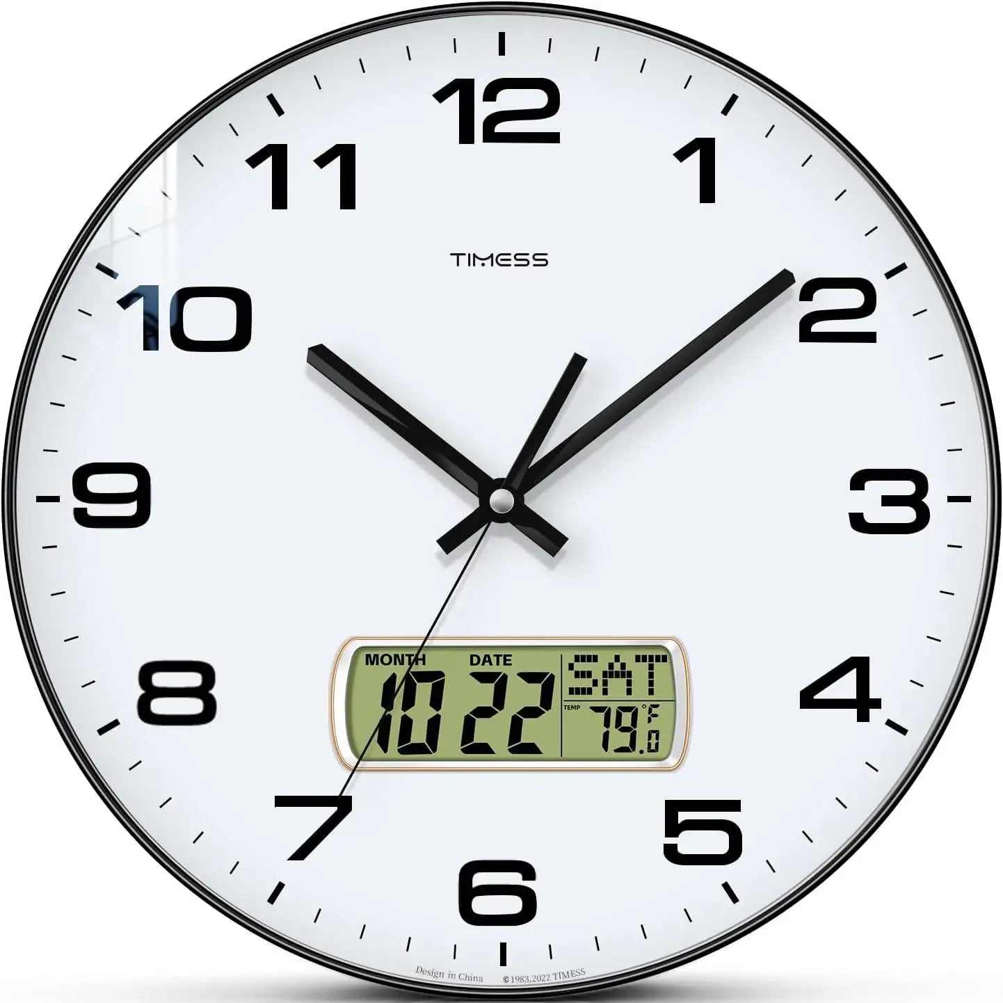 TIMESS Calendar Wall Clock,3 Sizes 4 Colors Optional