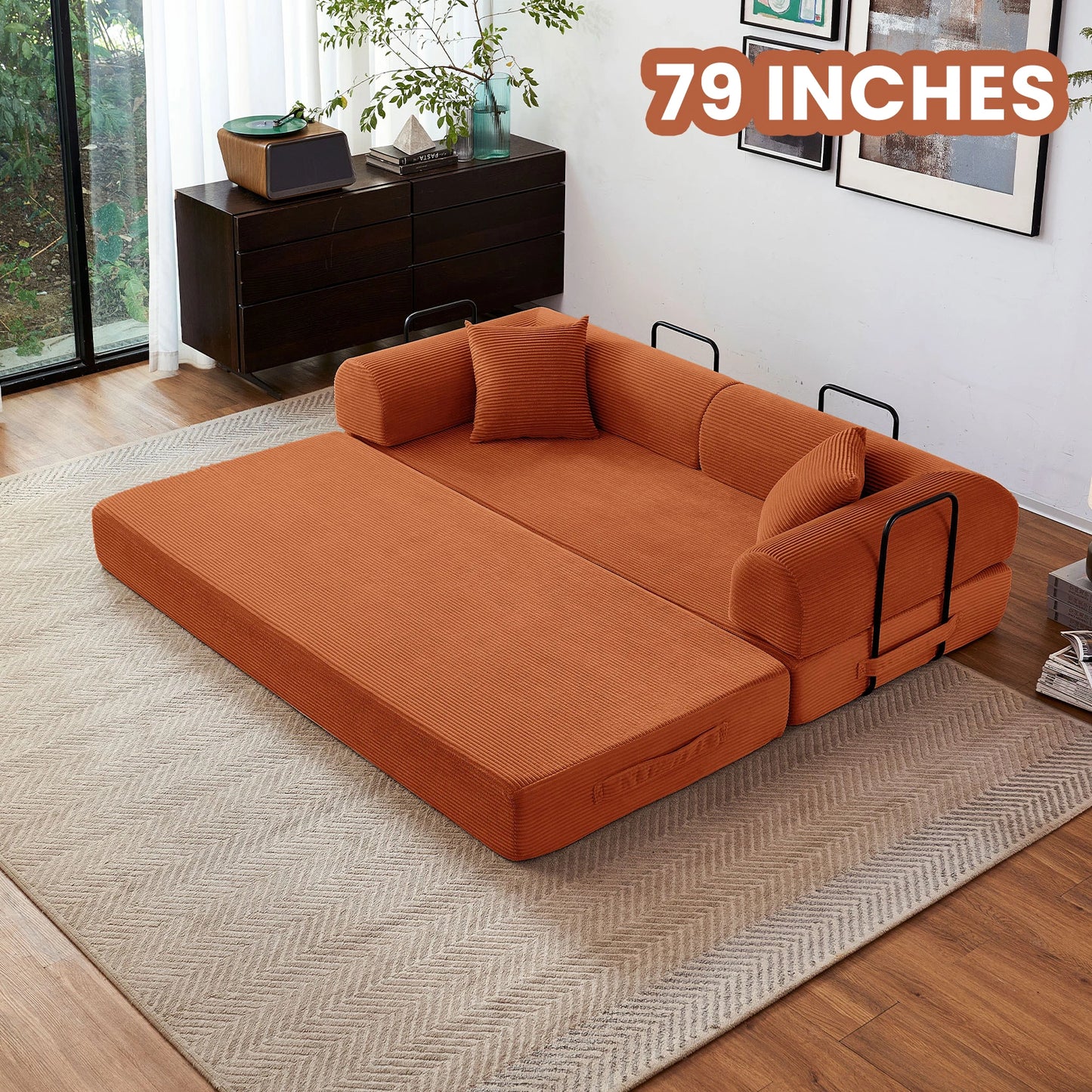 79'' Boneless Couch Foldable Convertible Futon
